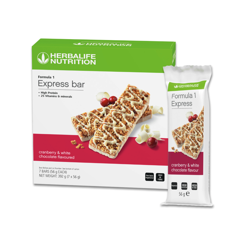 F1 Express Bars Cranberry White Chocolate 7 Bar 56 gr. Per bar
